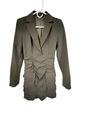Zara Olive Green Tailored Blazer Dress